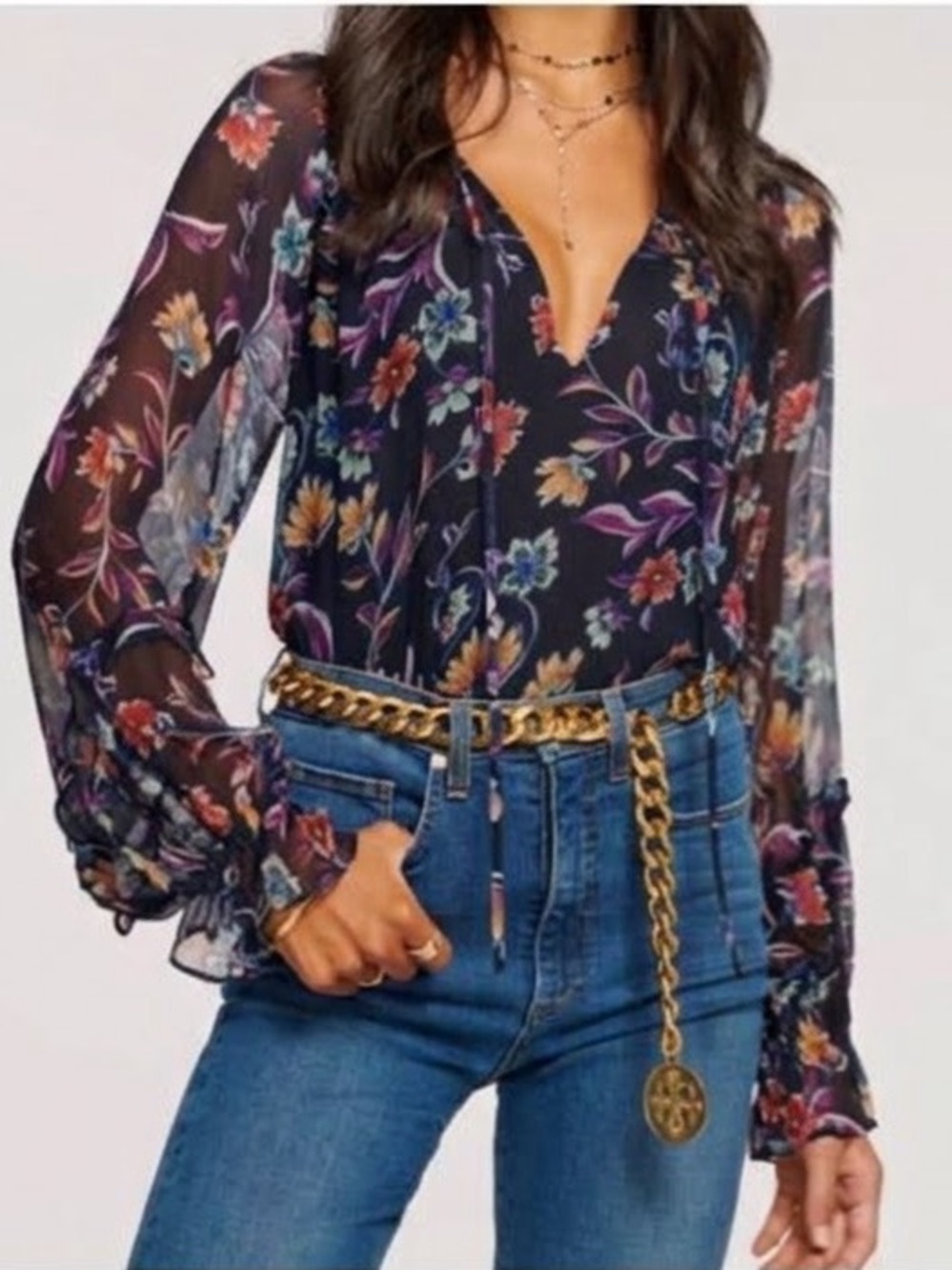 RAMY BROOK $345 • 18” PTP • Rosalind Printed Floral Blouse fall 2021 collection